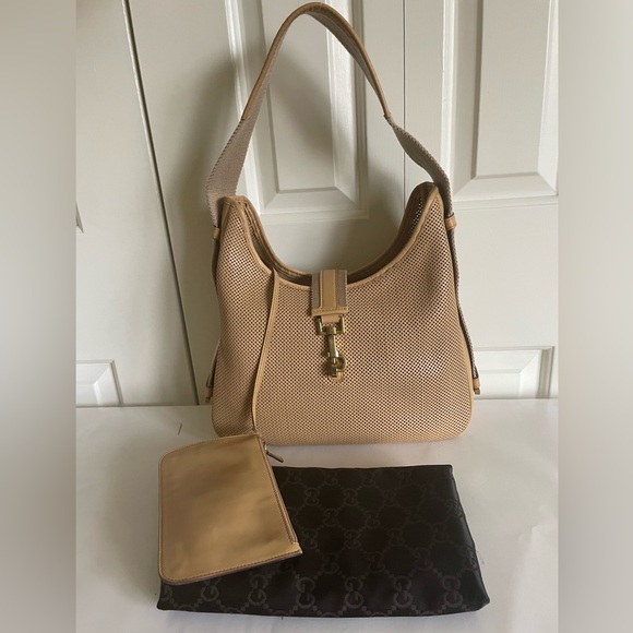 Gucci Handbags - SALE💥Gucci Jackie O Beige Perforated Leather Medium Hobo